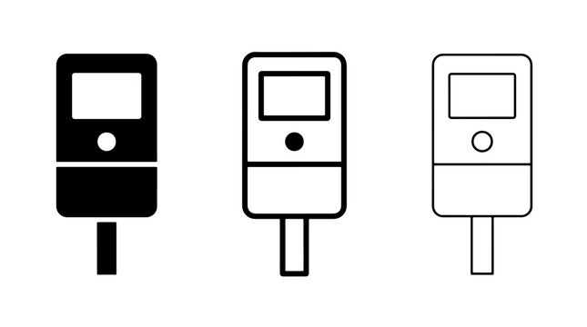 Icon set of handheld device, scanner and digital meter vector symbol