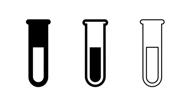 Test tube vector icon set of laboratory glass equipment for science design