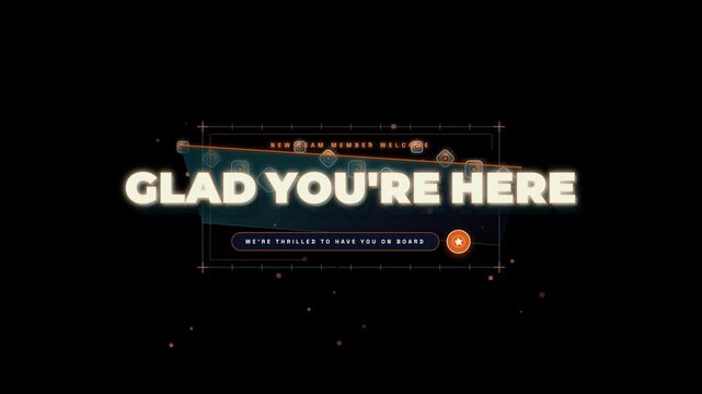 Glad you are here message with welcome text on dark background