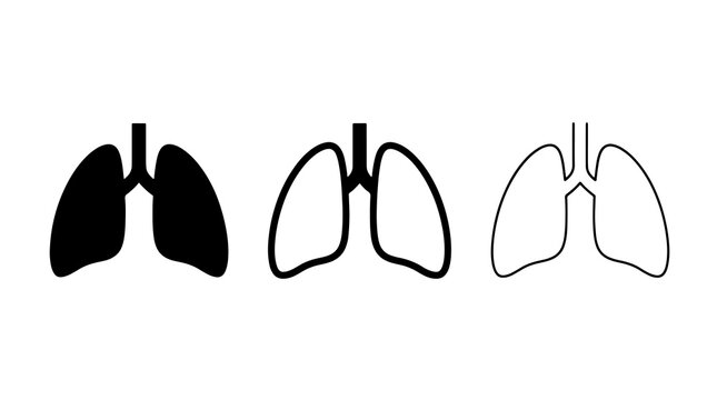 Lungs icon set vector illustration medical human respiratory system symbol
