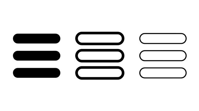 Hamburger menu vector icons set for website interface navigation design