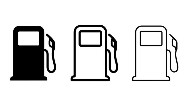 Gas pump vector icon set illustration showing fuel station signs and symbo