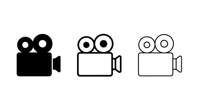 Movie camera icons set vector illustration isolated on white background