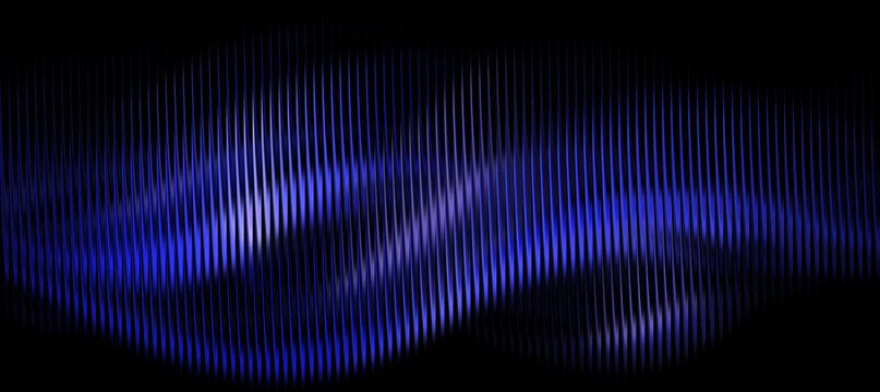 Glass gradient background, abstract glowing waves behind vertical lines on dark background