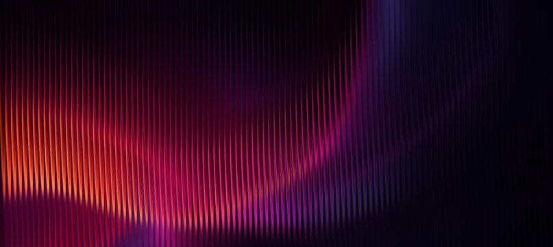 Glass gradient background, abstract glowing waves behind vertical lines on dark background