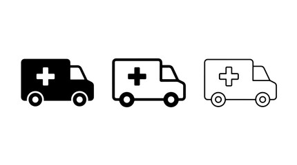 Ambulance icon vector set design with medical cross symbols and vehicles © ＰＮＧ・アート