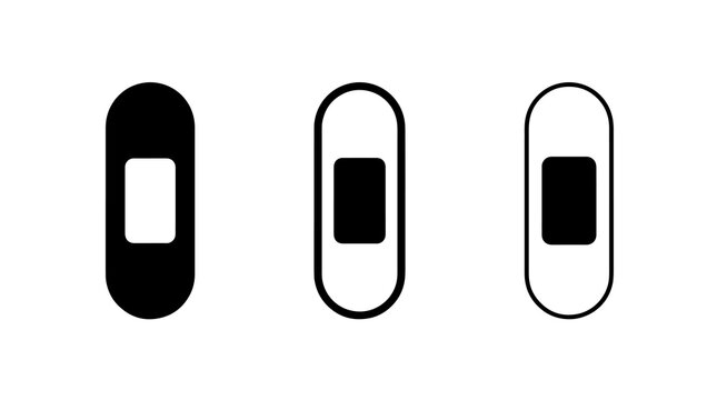 Bandage vector icon set featuring medical adhesive strips and first aid sym