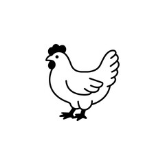 Fototapeta premium Hen standing outline vector icon representing farm animal illustration with isolated illustration livestock