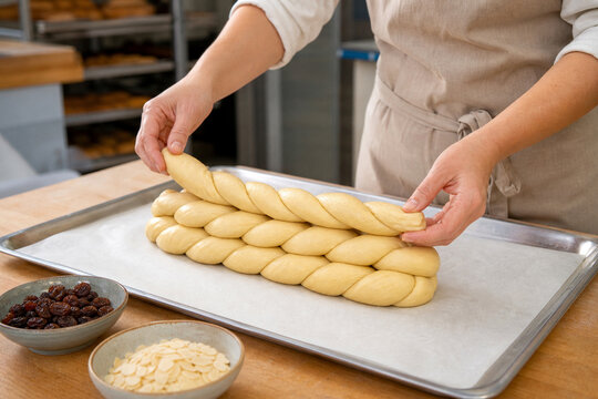 Czech Baker Layering Nine Strand Vanocka Bread