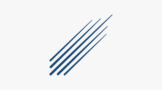 Minimalist navy blue diagonal lines of varying lengths on a white background. Abstract vector illustration depicting motion, speed, and growth for modern branding and tech graphics.
