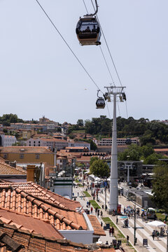 cable cars over Porto, Portugal