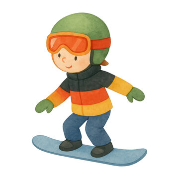 PNG Cute cartoon snowboarder illustration.