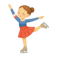 Fototapeta premium PNG Joyful figure skater illustration.