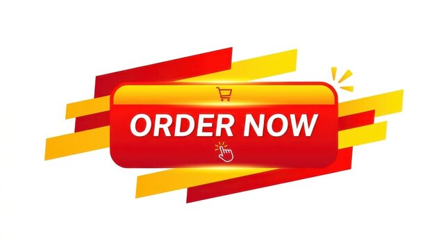 Red and yellow order now button for online shopping sales and e-commerce deals