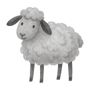 PNG Cute fluffy sheep illustration.