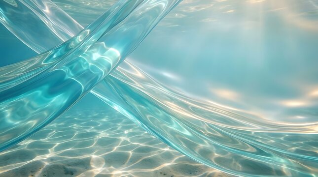 Abstract underwater background with flowing blue waves and light caustic patterns