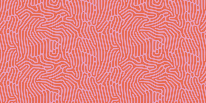 Turing Pattern Seamless Background. Abstract Coral Organic Vector Texture In Red Pink