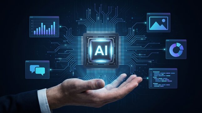 Artificial intelligence microchip processing digital workflow automation data and software programming interfaces