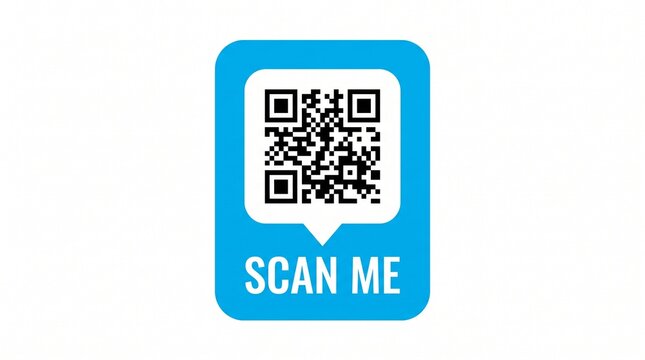 QR code badge with scan me text isolated on white background