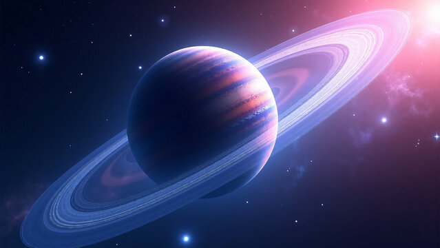 Celestial Ring Nebula Cosmic Planet with Starry Background