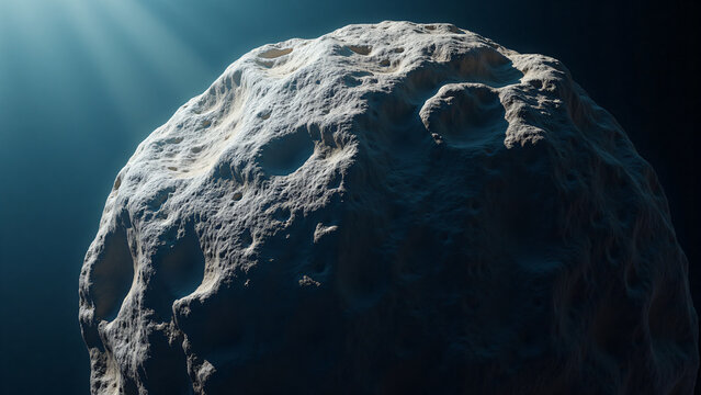 Asteroid Surface With Cracks And Shadows In Space