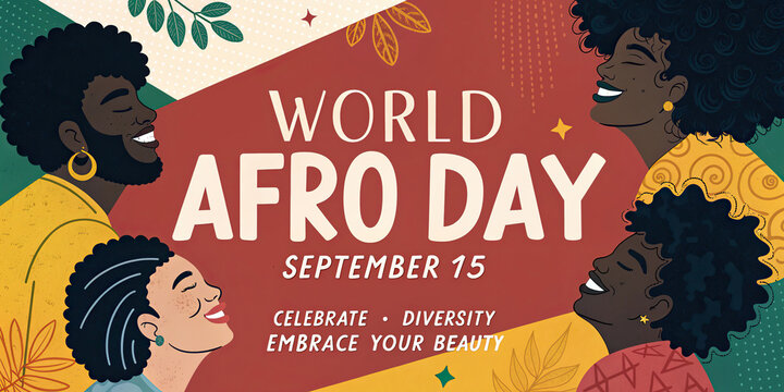 World Afro Day Celebration Poster with Four Black Women and African Inspired Patterns