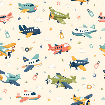 seamless pattern with airplanes