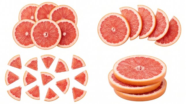 Fresh grapefruit slices and pieces collection