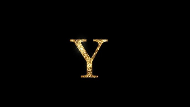 English alphabet letter Y in gold jewelry style, transparent background