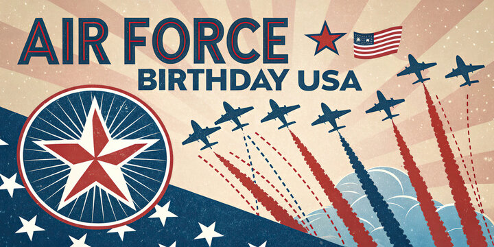 US Air Force Birthday USA Retro Military Aviation Celebration Poster