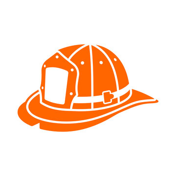 Orange firefighter helmet icon for emergency services