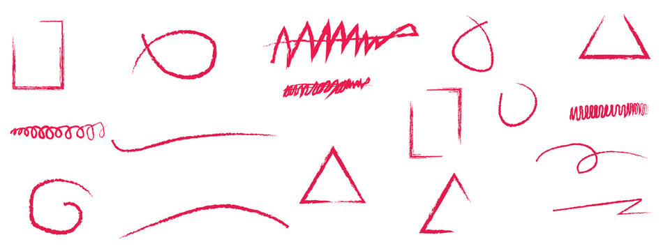 Marker pen underline and strikethrough strokes. Hand drawn collection of different scribble lines and brush strokes. Crosses, oval and strikethroughs.