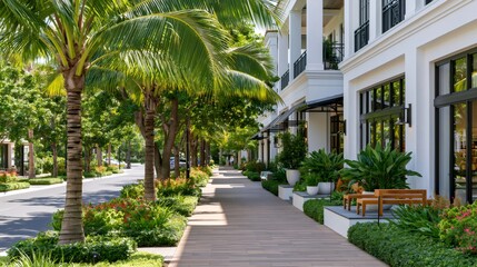 Obraz premium Royal Poinciana Plaza shopping street in Palm Beach
