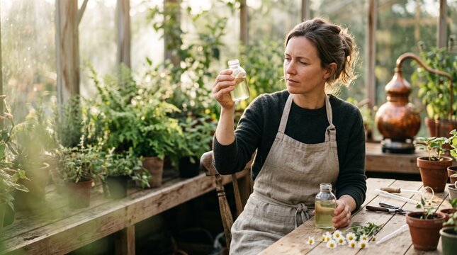 Botanist reviews clarity of botanical hydrosol samples