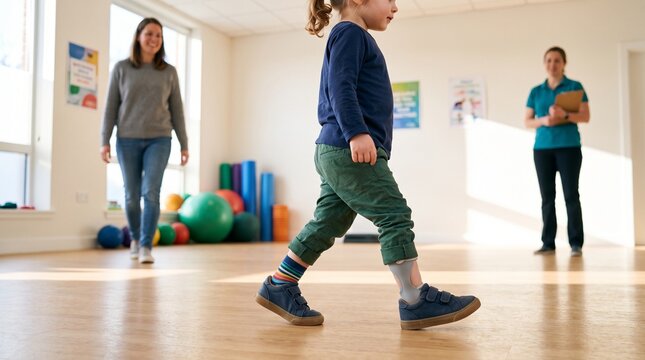 Child walks confidently with new ankle brace support