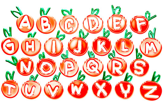 3D Red Apple Fruit Alphabet Letters A to Z Set