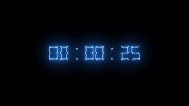  animated saber effect 30 second Countdown timer animation from 30 seconds to 0 seconds on a transparent background. 30 seconds countdown timer with alpha channel in 4k.
