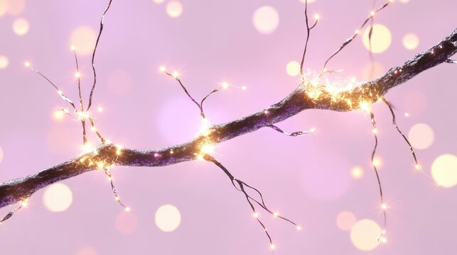 Enchanting Twinkling Lights on a Branch for Festive Decor and Celebrations