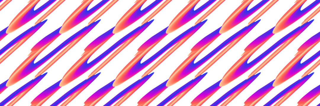 Seamless pattern abstract orange and blue fluid diagonal gradient stripes.
