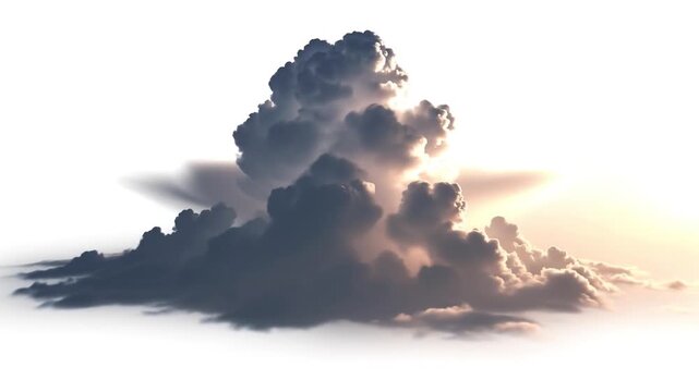 Massive cumulus cloud formation rising into bright glowing atmosphere captured within this dramatic high resolution digital motion animation video file