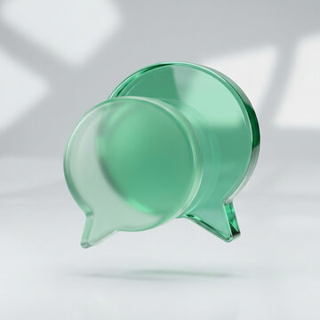 Modern Green Messaging App Icon &ndash; 3D Chat and Digital Communication Concept