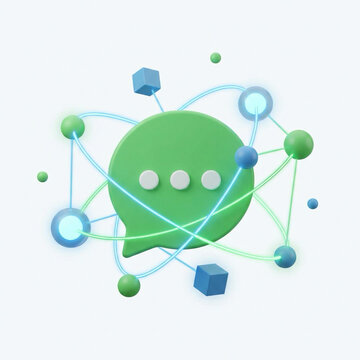 Modern Green Messaging App Icon &ndash; 3D Chat and Digital Communication Concept