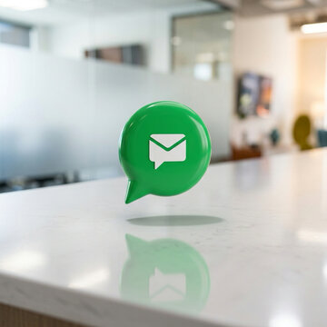 Modern Green Messaging App Icon &ndash; 3D Chat and Digital Communication Concept