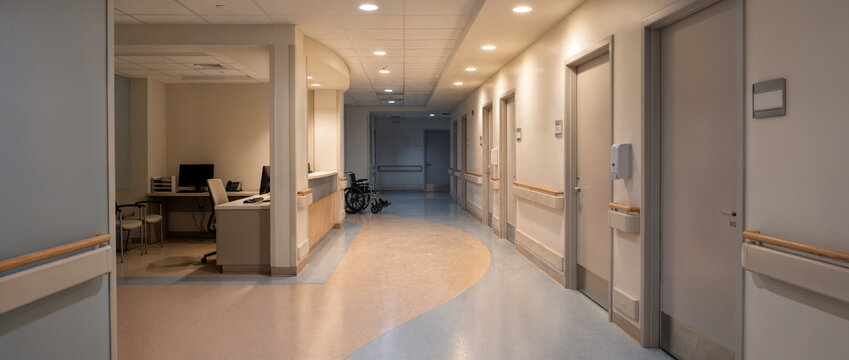 Hospital Outpatient Corridor After Hours &ndash; Quiet Modern Healthcare Facility