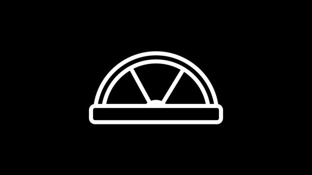 Animated white gauge or speedometer icon on black background. Perfect for dashboards, performance metrics, loading screens, and data visualization.