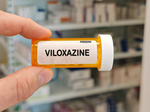 Box of VILOXAZINE norepinephrine reuptake inhibitor for ADHD