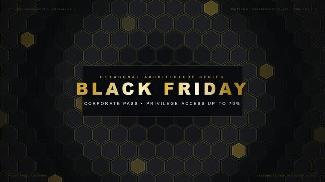 Black Friday Sale Background with Luxury Gold Hexagonal Pattern