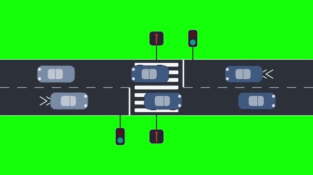 2D Animation of Pedestrians Crossing Street with Traffic Lights