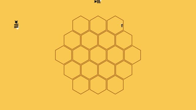 Honeycomb Bees - Seamless Loop Flat 2D Animation (2K)
