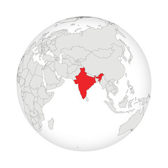 Obraz premium Location map of India.India on globe